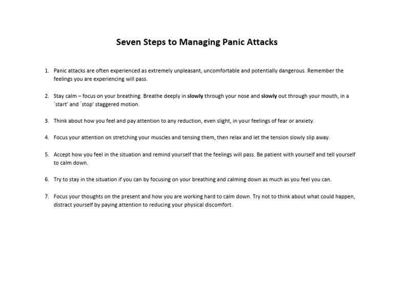 Seven Steps To Managing Panic Attacks | PDF